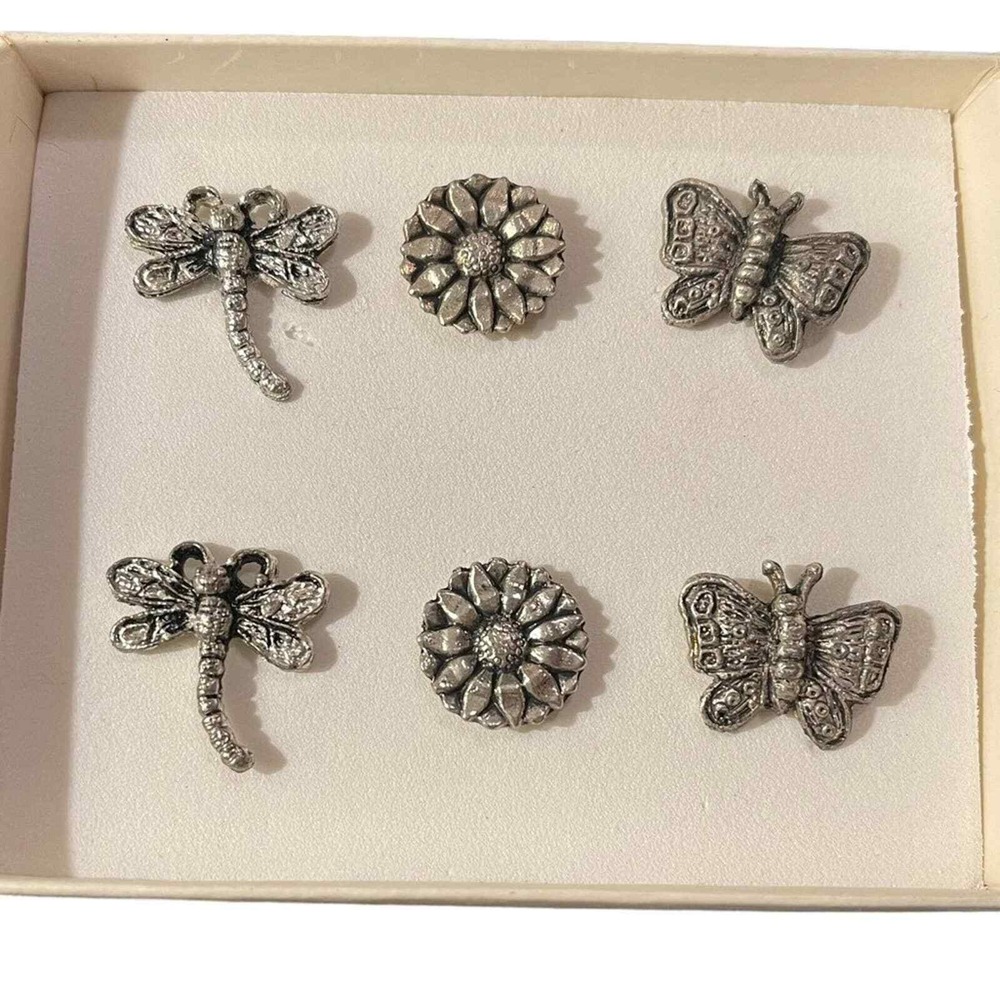 NIB Pier 1 Imports Candle Jewelry Silver Tone Butterfly Dragonfly & Flowers 6pc.